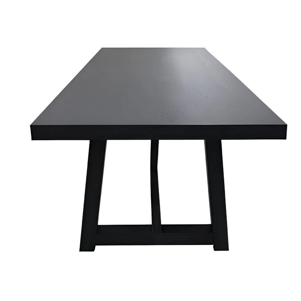 Hela Dining Table | Trestle Base | Japandi Black Wood 84" Rectangular