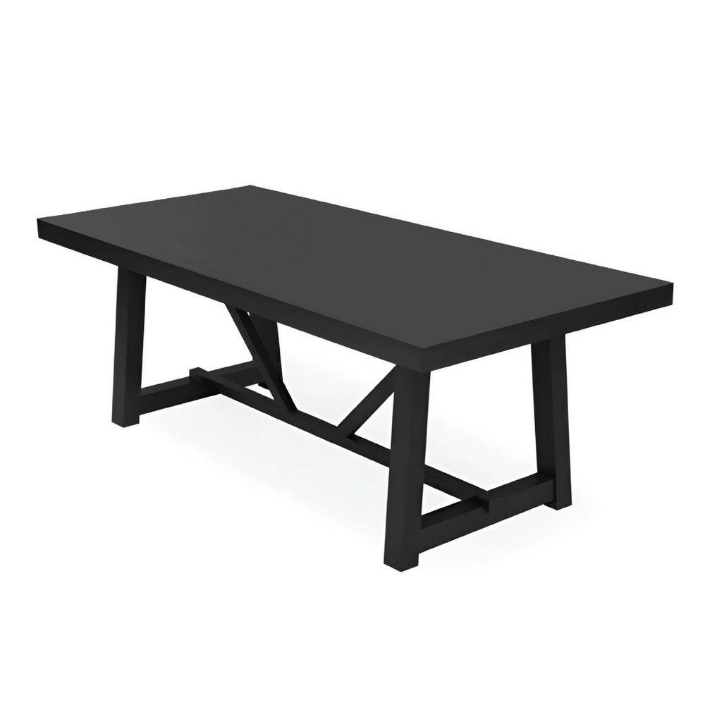 Hela Dining Table | Trestle Base | Japandi Black Wood 84" Rectangular
