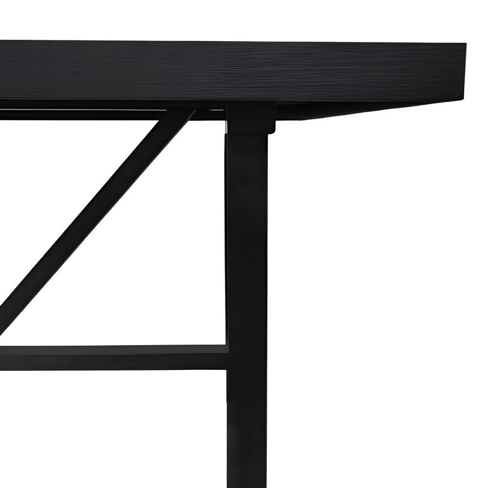 Hela Dining Table | Trestle Base | Japandi Black Wood 84" Rectangular