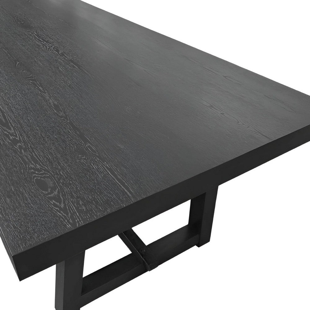 Hela Dining Table | Trestle Base | Japandi Black Wood 84" Rectangular