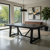 Hela Dining Table | Trestle Base | Japandi Black Wood 84" Rectangular