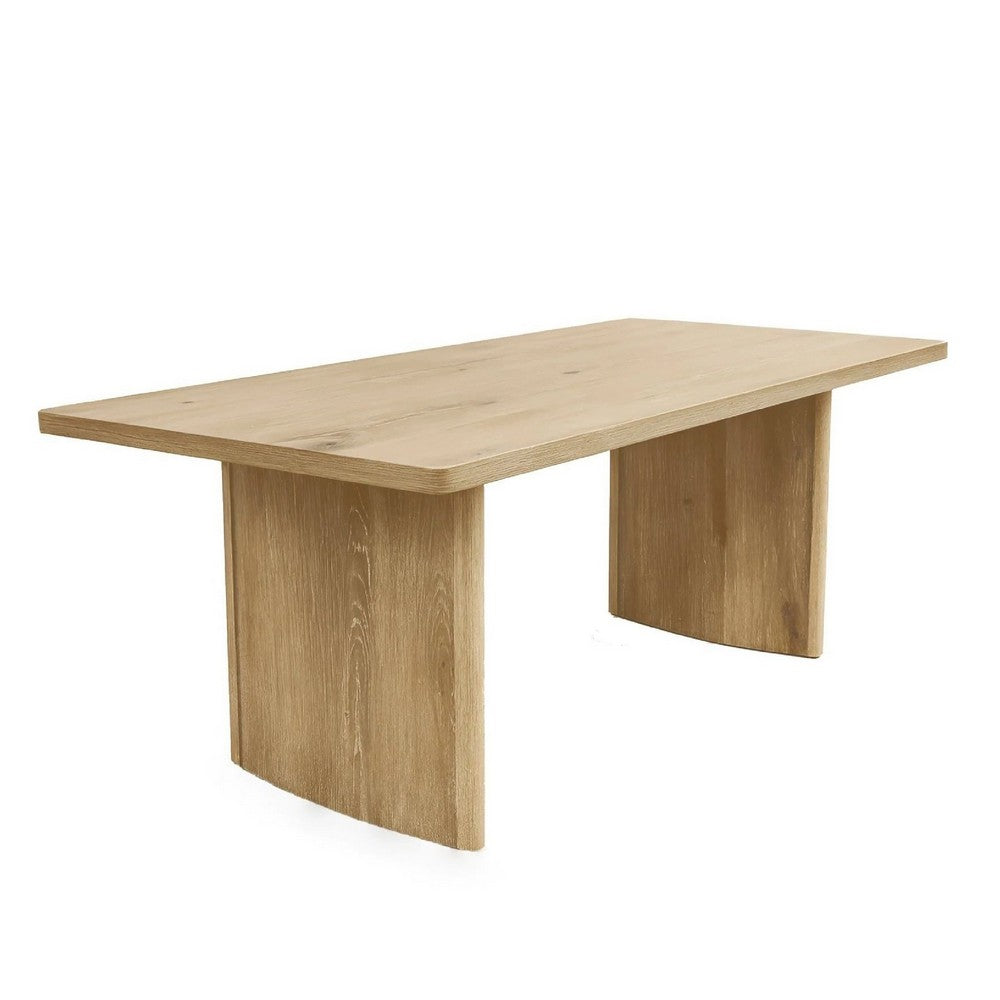 Abil Dining Table | Wide Panel Legs | Natural Brown Wood 71" Rectangular