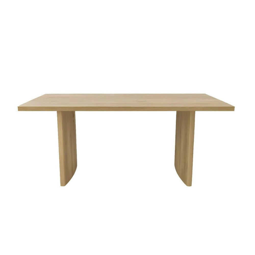Abil Dining Table | Wide Panel Legs | Natural Brown Wood 71" Rectangular