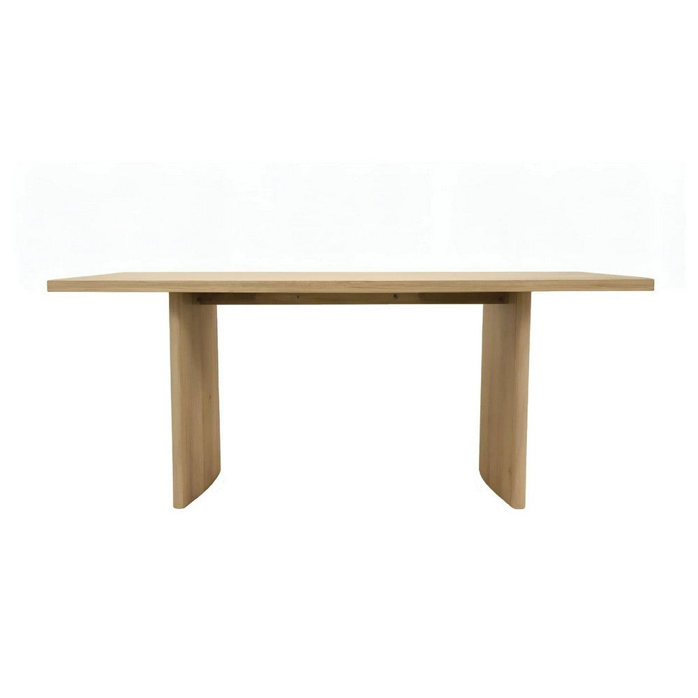 Abil Dining Table | Wide Panel Legs | Natural Brown Wood 71" Rectangular
