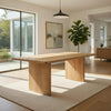 Abil Dining Table | Wide Panel Legs | Natural Brown Wood 71" Rectangular