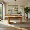 Abil Dining Table | Wide Panel Legs | Natural Brown Wood 71" Rectangular