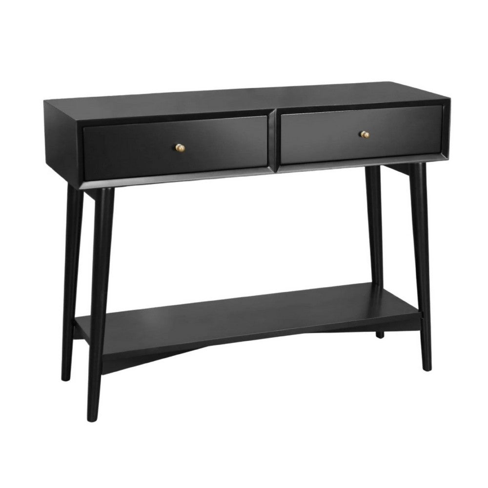 Ian Console Table | 2 Drawers w Shelf | Modern Black Wood | 42" Rectangular