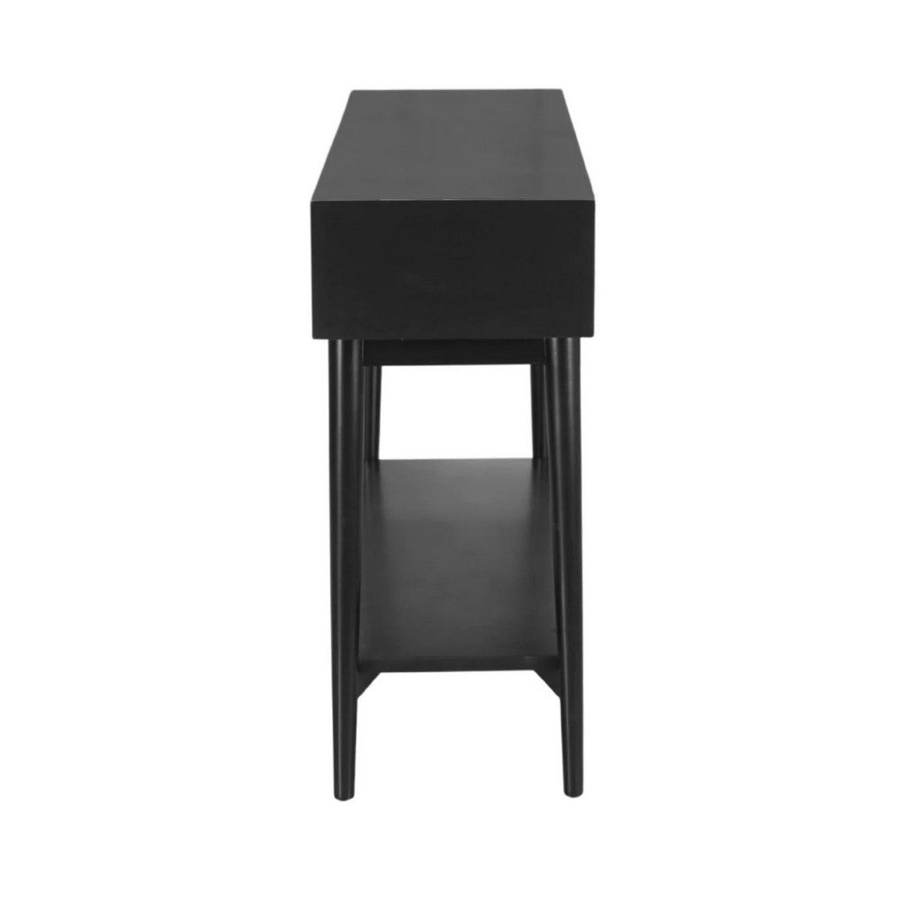 Ian Console Table | 2 Drawers w Shelf | Modern Black Wood | 42" Rectangular