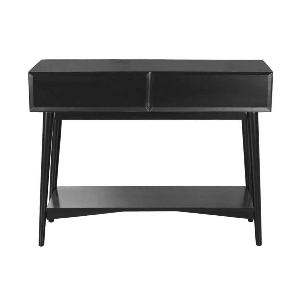 Ian Console Table | 2 Drawers w Shelf | Modern Black Wood | 42" Rectangular