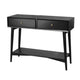 Ian Console Table | 2 Drawers w Shelf | Modern Black Wood | 42" Rectangular