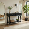 Ian Console Table | 2 Drawers w Shelf | Modern Black Wood | 42" Rectangular