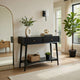 Ian Console Table | 2 Drawers w Shelf | Modern Black Wood | 42" Rectangular