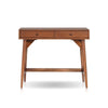 Ian Mini Office Desk | 2 Felt Lined Drawers | Chestnut Brown Wood 36"