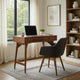 Ian Mini Office Desk | 2 Felt Lined Drawers | Chestnut Brown Wood 36"
