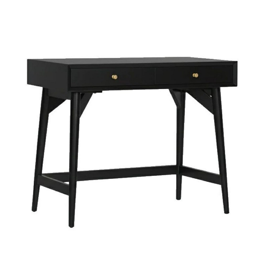 Ian Large Office Desk | 2 Felt Lined Drawers | Modern Black Wood 36"