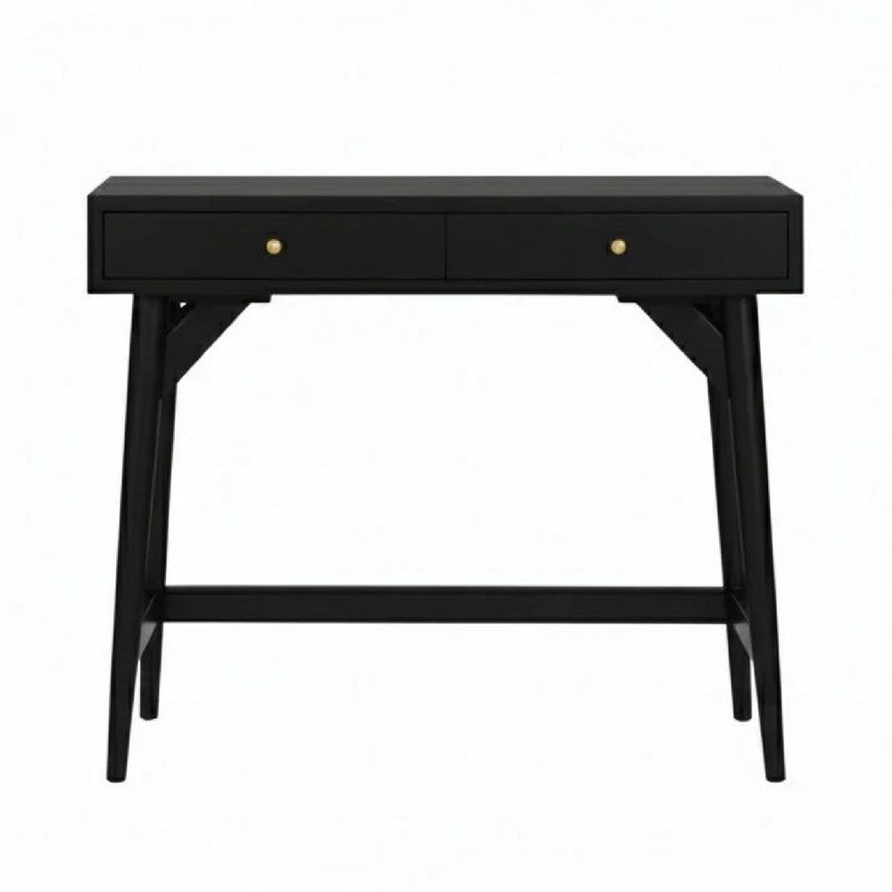 Ian Large Office Desk | 2 Felt Lined Drawers | Modern Black Wood 36"
