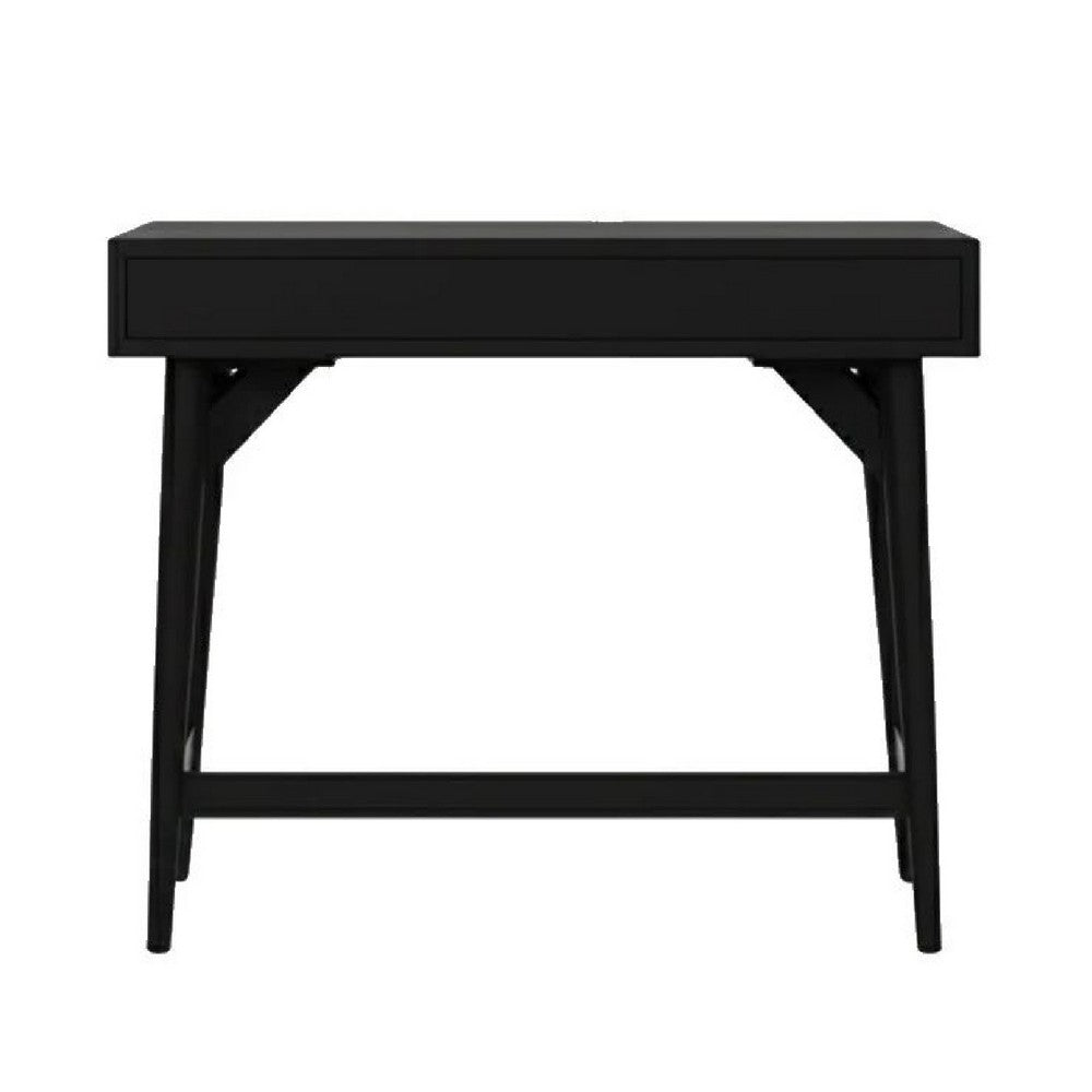Ian Large Office Desk | 2 Felt Lined Drawers | Modern Black Wood 36"