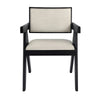 Hela Dining Chair Set of 2 | Ivory Polyester Seat and Back | Black Wood