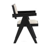 Hela Dining Chair Set of 2 | Ivory Polyester Seat and Back | Black Wood