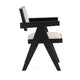 Hela Dining Chair Set of 2 | Ivory Polyester Seat and Back | Black Wood