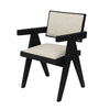 Hela Dining Chair Set of 2 | Ivory Polyester Seat and Back | Black Wood