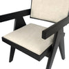 Hela Dining Chair Set of 2 | Ivory Polyester Seat and Back | Black Wood
