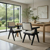 Hela Dining Chair Set of 2 | Ivory Polyester Seat and Back | Black Wood