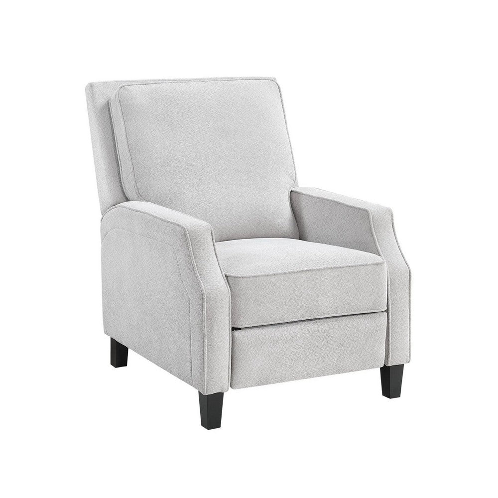 Naaz Push Back Recliner Chair | Cushioned Seat | Gray Polyester | Black Legs
