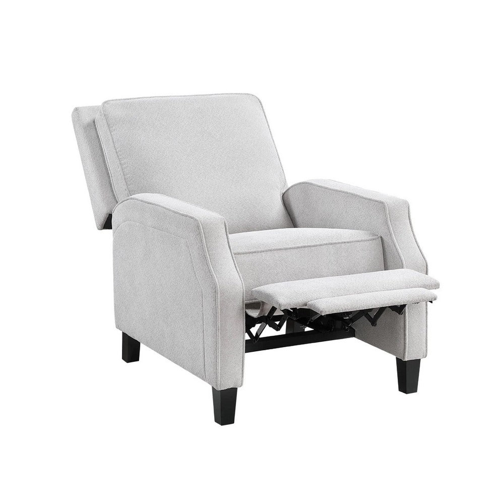 Naaz Push Back Recliner Chair | Cushioned Seat | Gray Polyester | Black Legs