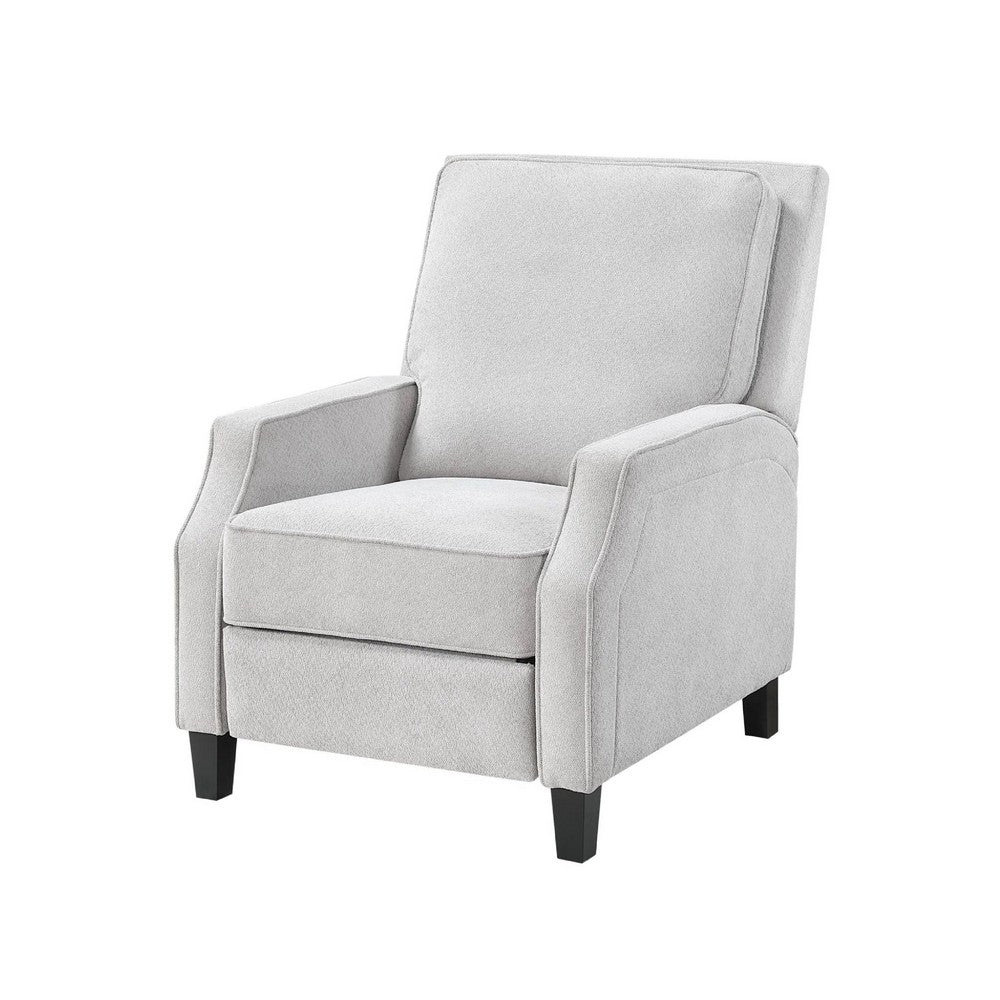 Naaz Push Back Recliner Chair | Cushioned Seat | Gray Polyester | Black Legs
