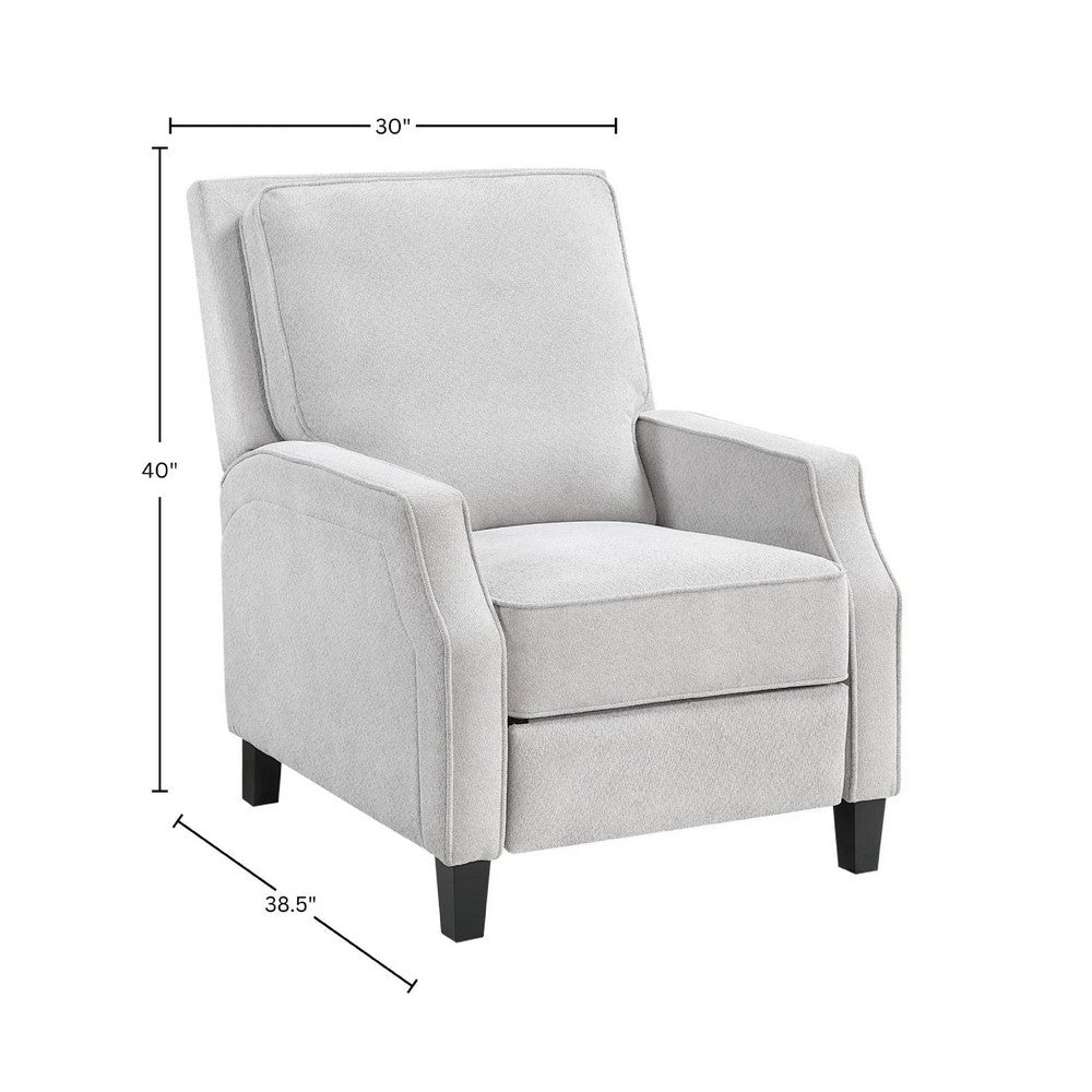 Naaz Push Back Recliner Chair | Cushioned Seat | Gray Polyester | Black Legs