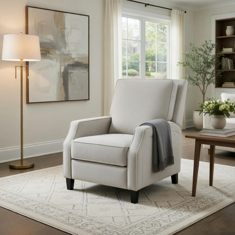 Naaz Push Back Recliner Chair | Cushioned Seat | Gray Polyester | Black Legs
