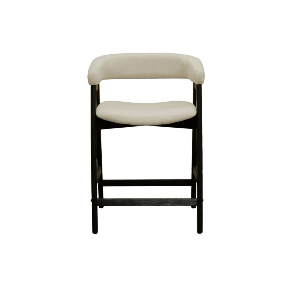 Vecy Counter Height Chair Set of 2 | Beige Polyester | Vintage Black Wood