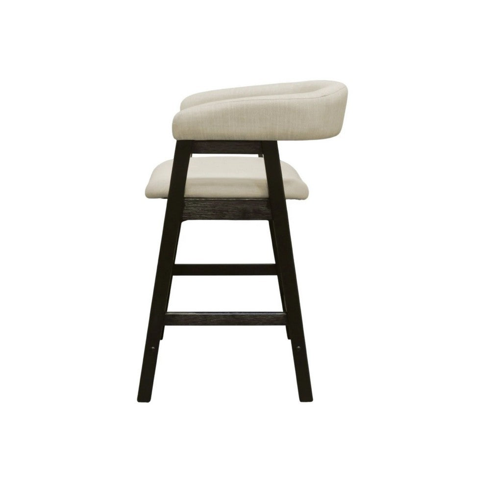 Vecy Counter Height Chair Set of 2 | Beige Polyester | Vintage Black Wood