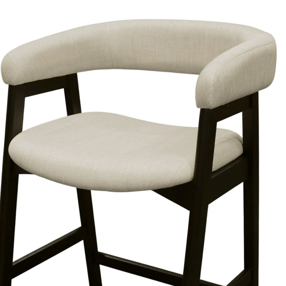 Vecy Counter Height Chair Set of 2 | Beige Polyester | Vintage Black Wood