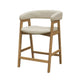 Vecy Counter Height Chair Set of 2 | Beige Polyester | Natural Brown Wood