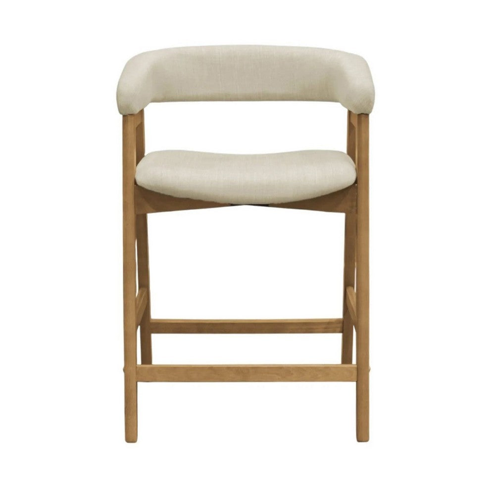 Vecy Counter Height Chair Set of 2 | Beige Polyester | Natural Brown Wood