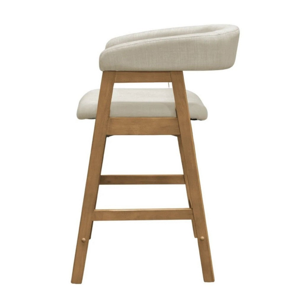 Vecy Counter Height Chair Set of 2 | Beige Polyester | Natural Brown Wood