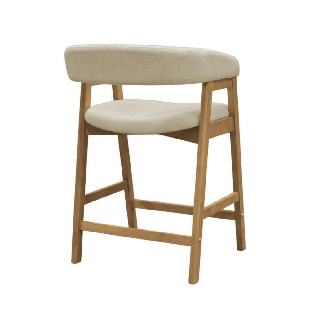 Vecy Counter Height Chair Set of 2 | Beige Polyester | Natural Brown Wood