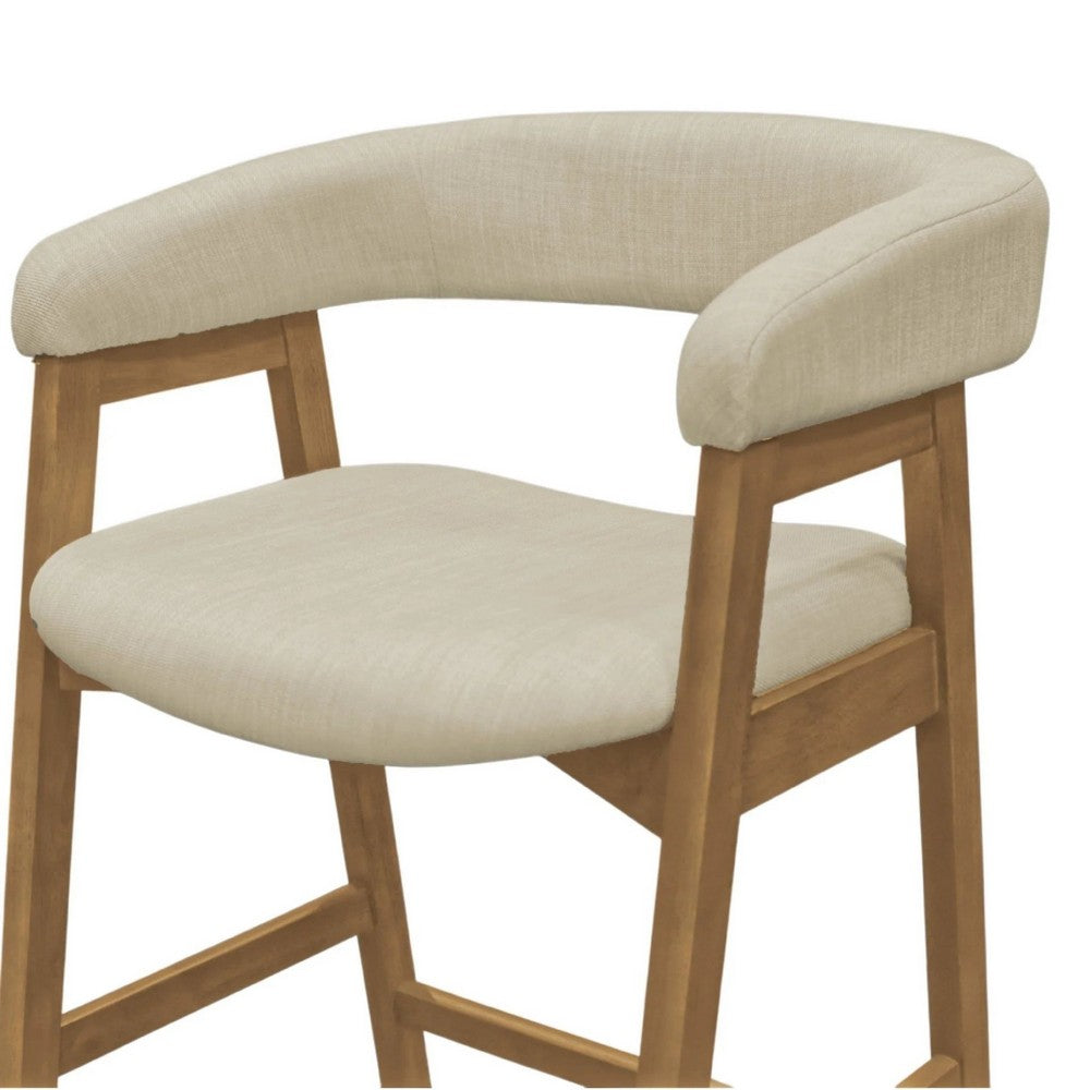 Vecy Counter Height Chair Set of 2 | Beige Polyester | Natural Brown Wood