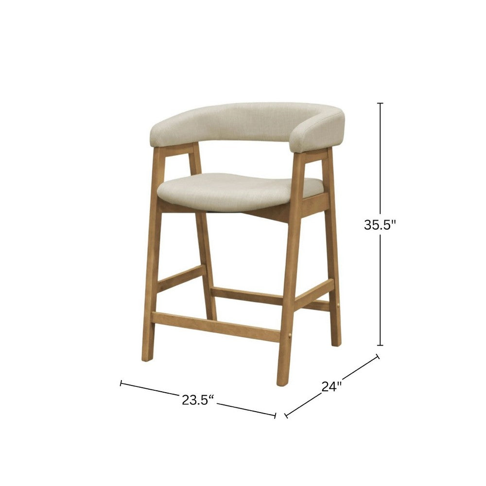 Vecy Counter Height Chair Set of 2 | Beige Polyester | Natural Brown Wood