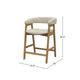 Vecy Counter Height Chair Set of 2 | Beige Polyester | Natural Brown Wood