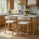Vecy Counter Height Chair Set of 2 | Beige Polyester | Natural Brown Wood