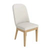 Abil Side Chair Set of 2 | Curved Back | Ivory Polyester | Natural Brown