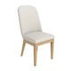Abil Side Chair Set of 2 | Curved Back | Ivory Polyester | Natural Brown