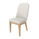 Abil Side Chair Set of 2 | Curved Back | Ivory Polyester | Natural Brown