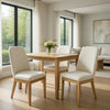 Abil Side Chair Set of 2 | Curved Back | Ivory Polyester | Natural Brown