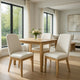 Abil Side Chair Set of 2 | Curved Back | Ivory Polyester | Natural Brown