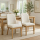 Abil Side Chair Set of 2 | Curved Back | Ivory Polyester | Natural Brown