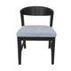 Vecy Side Chair Set of 2 | Gray Fabric Seat | Curved Back | Vintage Black
